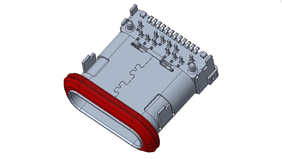 20240618 CMWUC661031 waterproof hybrid IP67 USB 2.0 Type-C three Row Right Angle Receptacle