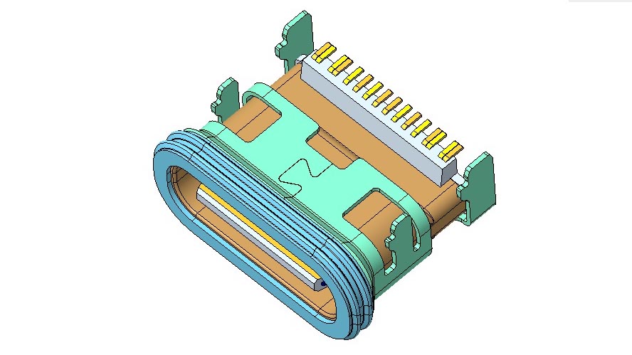 20240618 CMWUC661032 waterproof hybrid IP67 USB 2.0 Type-C fast charging port single Row Right Angle Receptacle  16positions