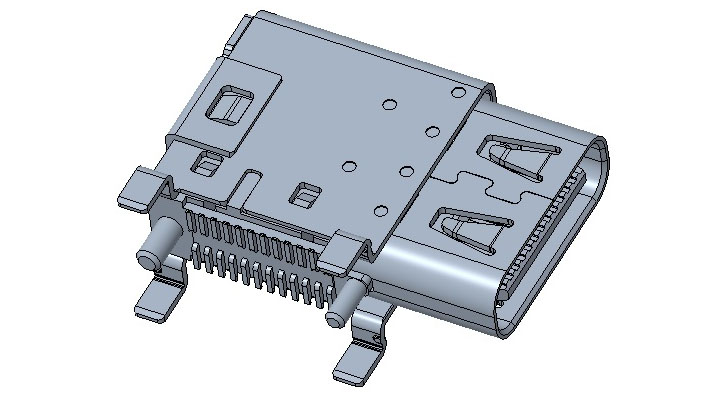 20241114 USB Shielded I/O Receptacle, Type C 24 pin, SMT type,Dual double shell,Gold (Au) Plating 10G